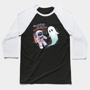 Spooky Encounter: Astronaut vs. Sheet Ghost Halloween in Space Baseball T-Shirt